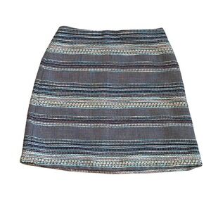 Halogen‎ Textured Striped A-Line Mini Skirt Navy Blue Multi Color Womens Size 6